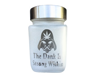 Dank is Strong Within Stash Jar - Airtight Odor-Proof Cannabis Storage, Etched Glass by Twisted420Glass