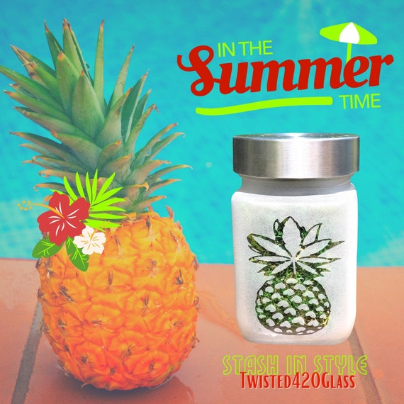 Perfectly Pineapple Etched Glass Stash Jar