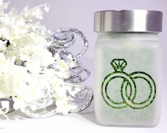 Classic Wedding Ring Stash Jar, Deep Etched Glass handcrafted by Twisted420Glass - Airtight, Odor Proof Stylish Storage jar