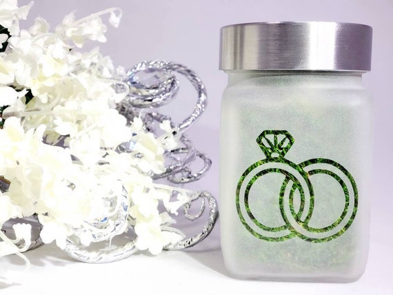 Classic Wedding Ring Stash Jar, Deep Etched Glass handcrafted by Twisted420Glass - Airtight, Odor Proof Stylish Storage jar