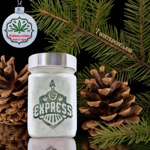 Pineapple Express Etched Glass Stash Jar by Twisted420Glass