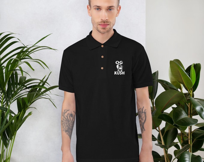 Men's Embroidered Cannabis Polo with OG Kush Design, Urban and Street Wear by T420G - Marijuana Clothing for Men