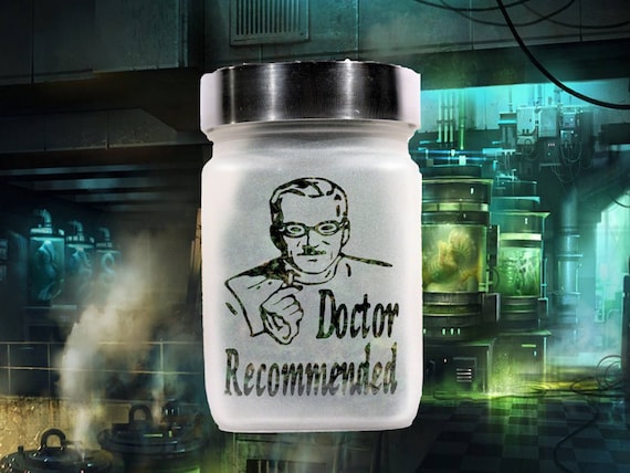 Handcrafted Doctor Recommended Etched Glass Stash Jar by Twisted420Glass