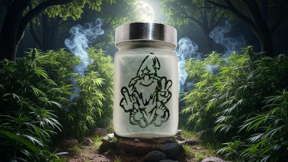 Wacky Wizard Airtight Stash Jar - Etched Glass for Herbs & Edibles by Twisted420Glass