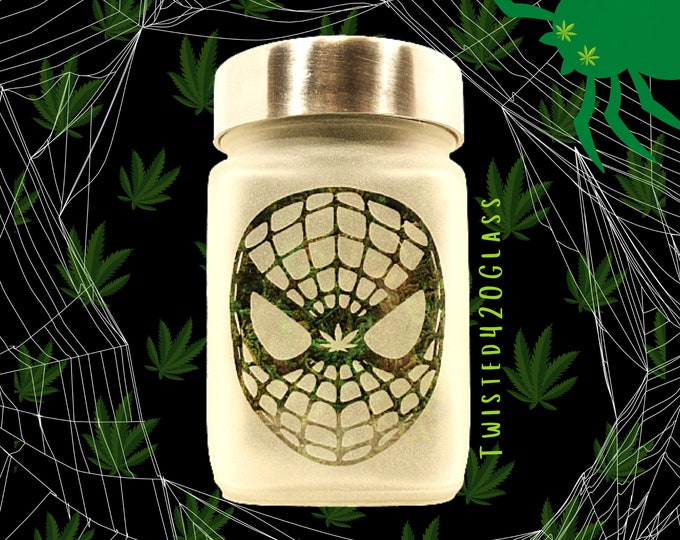 Webbed Head Stash Jar with Pot Leaf