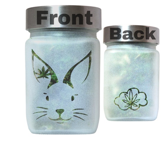 Bunny Butt Etched Glass Stash Jar by Twisted420Glass