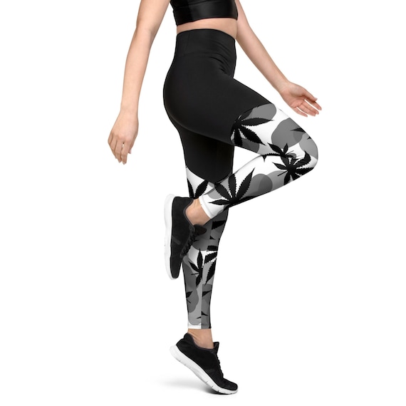 Stay Stylish and Active in Black Camo Printed Leggings with Active Wear Compression by Twisted420Glass - Perfect for Workouts and Everyday