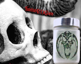 Twisted420Glass Horned Demon Stash Jar, Occult & Pagan Altar Gift, Witchy Spell Jar and Halloween  Container