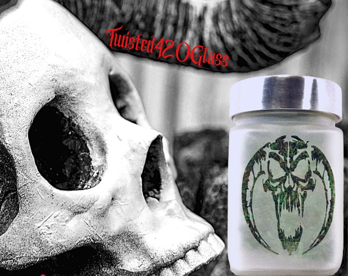 Twisted420Glass Horned Demon Stash Jar, Occult & Pagan Altar Gift, Witchy Spell Jar