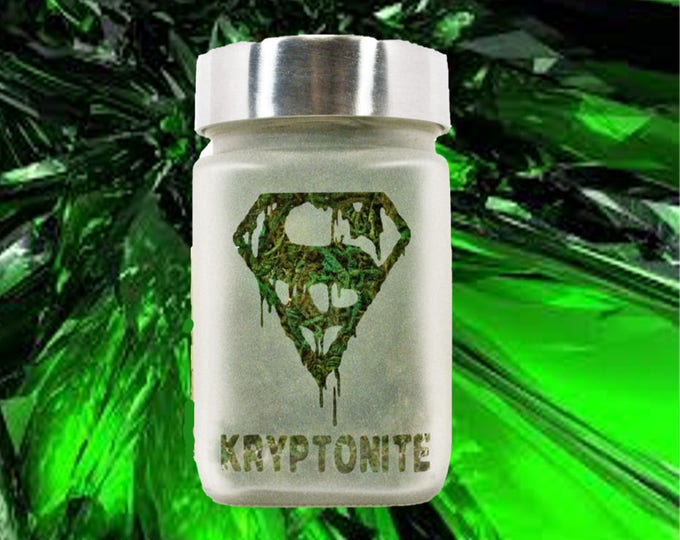 Kryptonite Stash Jar, Weed Accessories and Weed Jars for 420 Stoner Gifts - Cool Stash Jars for Weed