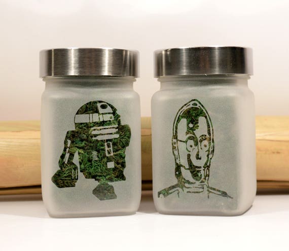 Star Wars Inspired Gift Set of 2 Stash Jars - 420 Weed Jars, The Droids - Weed Accessories, Stoner Gifts - Cool Stash Jars for Weed