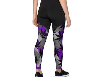 Stay Stylish and Active in Purple Camo Printed Leggings with Active Wear Compression by Twisted420Glass - Perfect for Workouts and Everyday