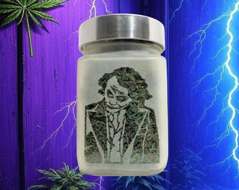 Twisted Clown Etched Glass Stash Jar - Airtight, Smell-Resistant, Chaos-Inspired Weed Accessories & Stoner Gifts for Herbs