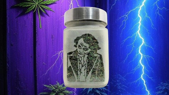 Twisted Clown Etched Glass Stash Jar - Airtight, Smell-Resistant, Chaos-Inspired Weed Accessories & Stoner Gifts for Herbs
