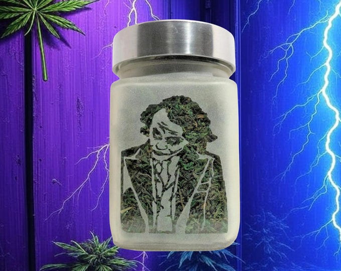 Twisted Clown Etched Glass Stash Jar - Airtight, Smell-Resistant, Chaos-Inspired Weed Accessories & Stoner Gifts for Herbs