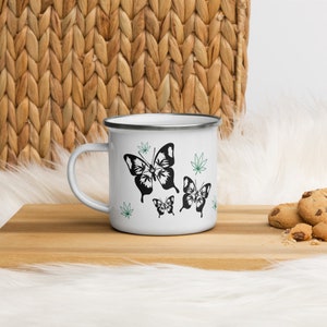Beautiful Butterfly Enamel Coffee Mug by Crystal Indica image 2