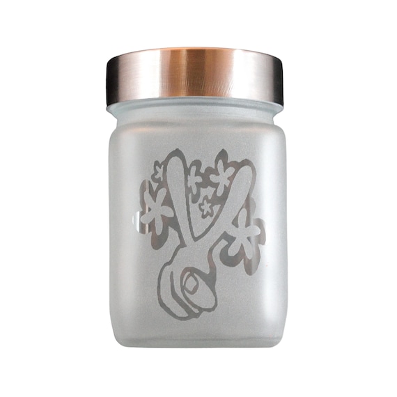Peace and Love Stash Jar – Handcrafted Etched Glass, Airtight & Smell-Proof by Twisted420Glass | Perfect Hippie Gift