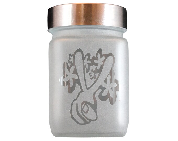 Peace and Love Stash Jar – Handcrafted Etched Glass, Airtight & Smell-Proof by Twisted420Glass | Perfect Hippie Gift