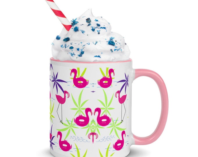 Flamingo Summer Ceramic Coffee Cup, 11 fluid oz