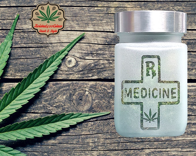 RX Stash Jar | 420 Accessories with Leaf Design by Twisted420Glass