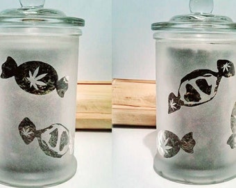 Cannabis Edibles Stash Jars & Medicated Candy Dish - Weed Candy Jar - Weed Accessories, Stoner Gift - Weed Stash Jar, Medicated Edibles Jar