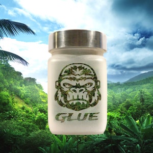 Glue With Gorilla Etched Glass Stash Jar by Twisted420Glass, Handcrafted, Airtight, Odor Proof
