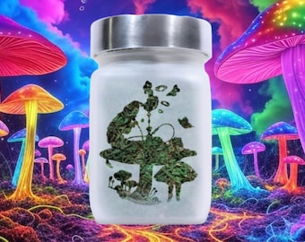 Alice in Wonderland Hookah Caterpillar Stash Jar - Airtight, Odor-Proof, Quirky 420 Gift by Twisted420Glass