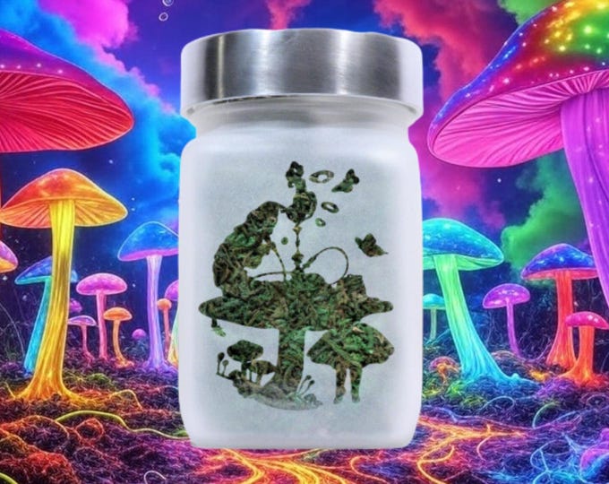 Alice in Wonderland Hookah Caterpillar Stash Jar - Airtight, Odor-Proof, Quirky 420 Gift by Twisted420Glass