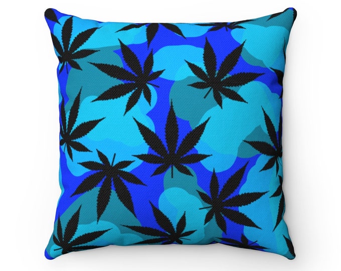 Cannabis Camouflage Square Throw Pillow - Square,  14" x 14"