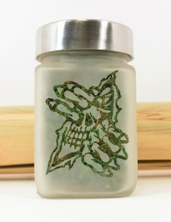 Demon Skull Stash Jar by Twisted420Glass,  Weed Accessories, Stoner Gifts, Weed Jars, Stoner Accessories