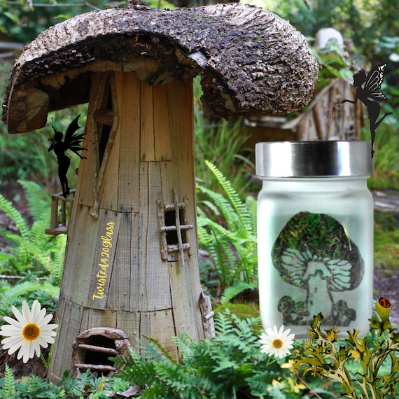 Magical Mushroom Stash Jar - Fairy Ring Mushroom Candy Jar - Witchy Spell and Intention Jar - Twisted420Glass