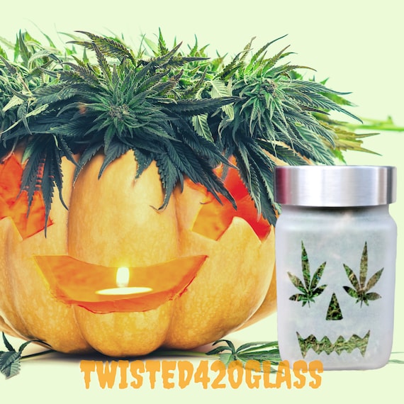 Twisted420Glass Mary Jane Jack-O-Lantern Stash Jar - Cute Pumpkin Halloween Gift - Designer Weed Container
