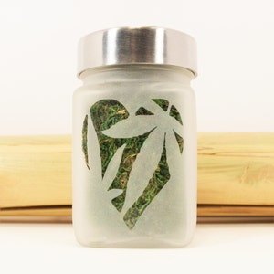 Adorable Flower in Heart Stash Jar, Airtight & Odor Proof Storage Jar, Unique Birthday Gifts, Handmade Etched Glass Gifts by Twisted420Glass image 4