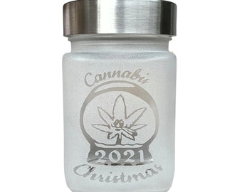Limited Edition 2023 Snow Globe Stash Jar by Twisted420Glass - Airtight, Odor Proof, Perfect Gift Size 4" Tall x 2.5" Wide