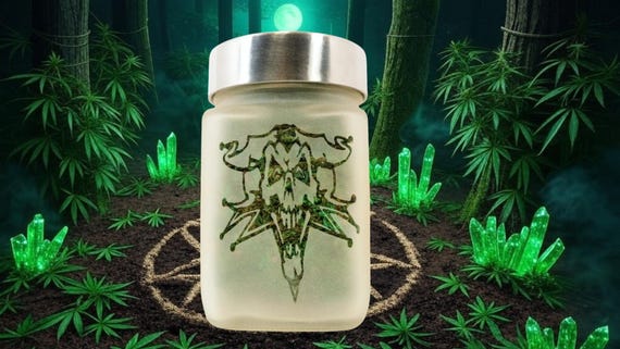 Airtight Joker Skull Stash Jar by Twisted420Glass, Sandblasted Handmade Odor Proof Storage Jar
