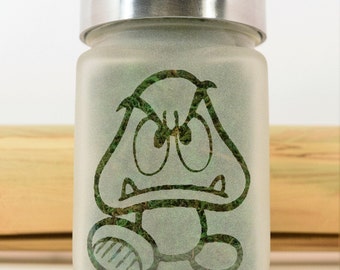Goomba Stash Jar - Super Mario Brothers inspired Gamer Gifts, Weed Accessories, 420 Gear by Twisted420Glass