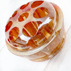 Vintage…RARE…Orange Carnival Glass Flower Frog