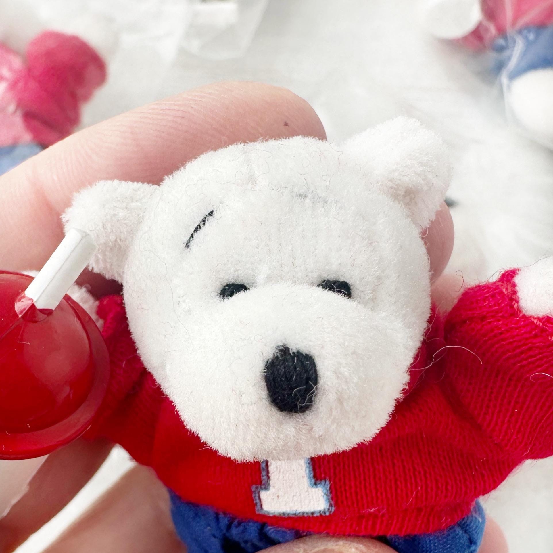 Vintage Miniature Icee Plush Polar Bear Toy…1990s…lot of 6…brand
