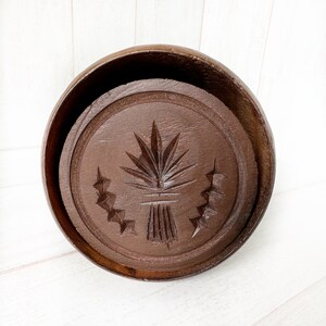 Vintage Medium Wooden Butter Press…Wheat Pattern