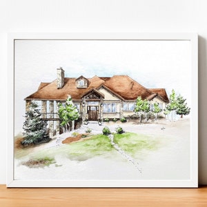 House Portrait, Watercolor House Painting, Watercolor House, Hand Drawn House Portrait, Painting of House, New Home Decor