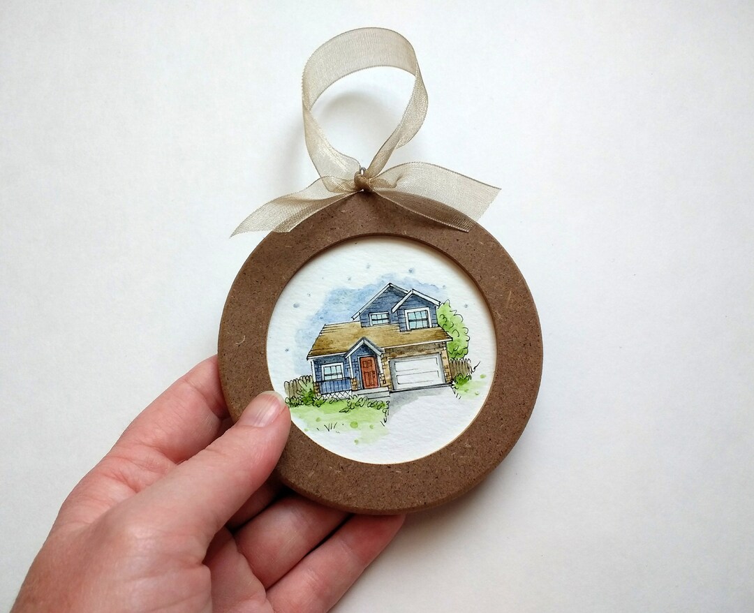 Custom Watercolor House Portrait Ornament, Realtor Closing Gift - Etsy