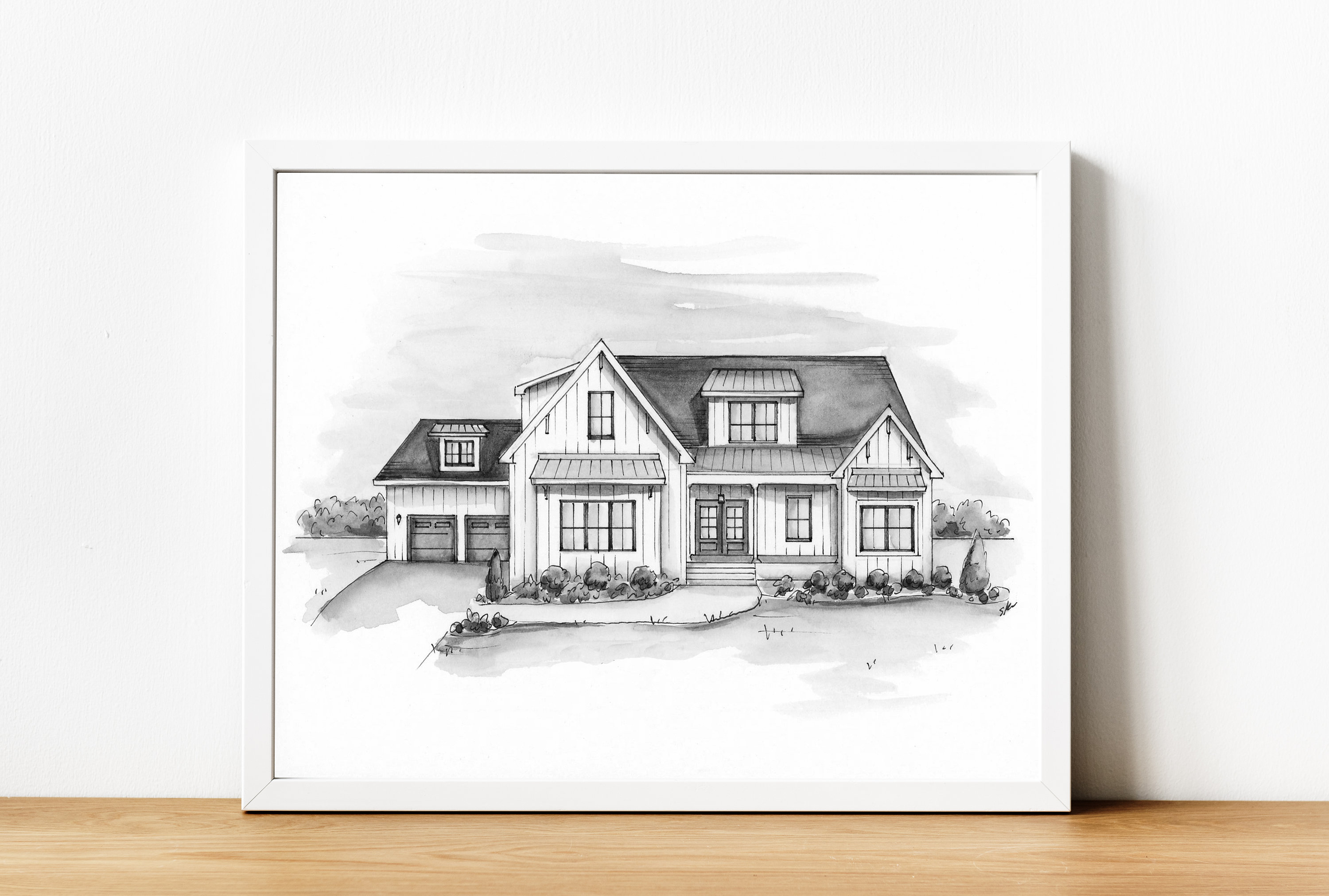 Charcoal House Drawing Black and White House Portrait House Etsy