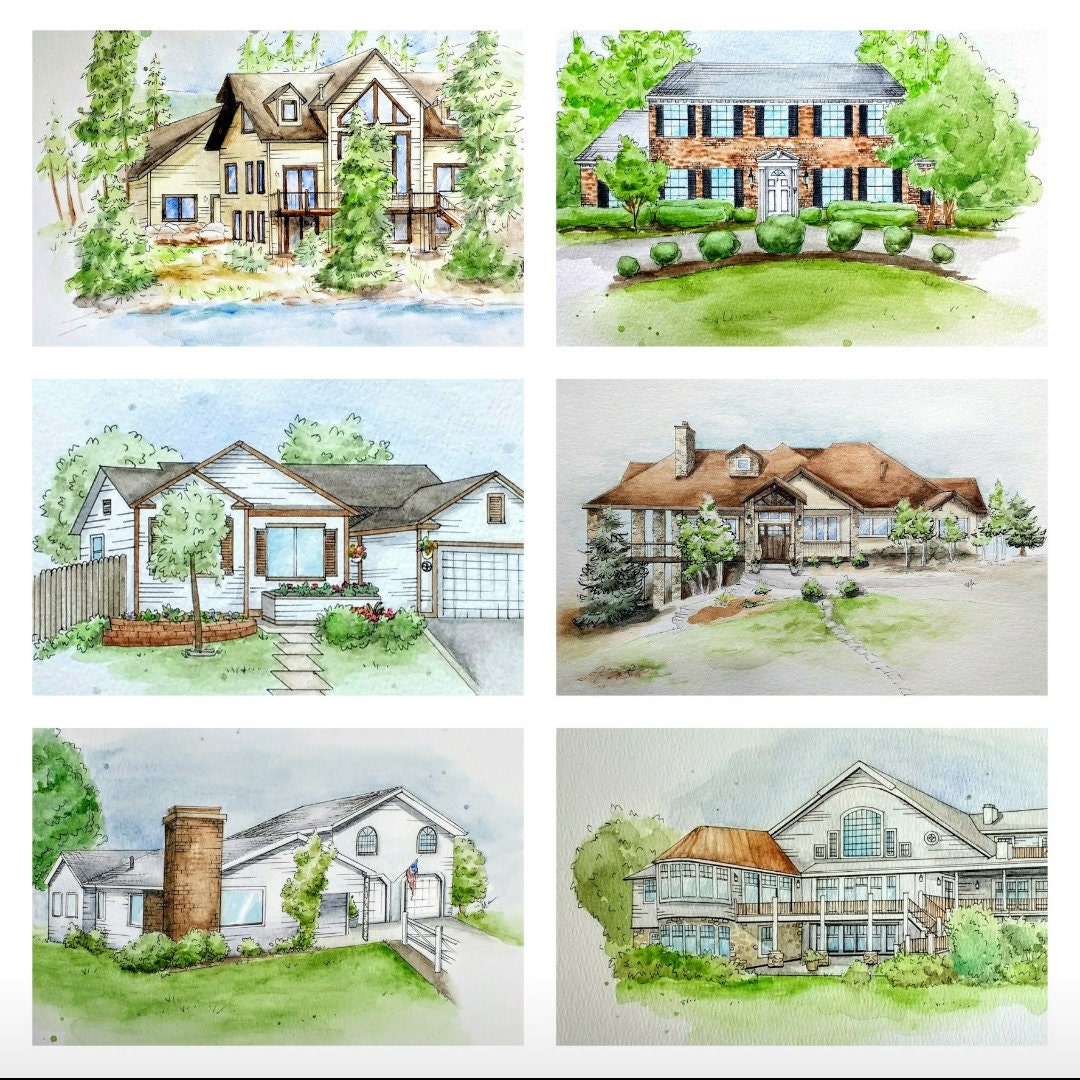 House Painting From Photo Watercolor House Hand Painted Etsy