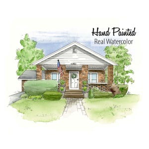 Hand Painted Watercolor House Portrait from Photo