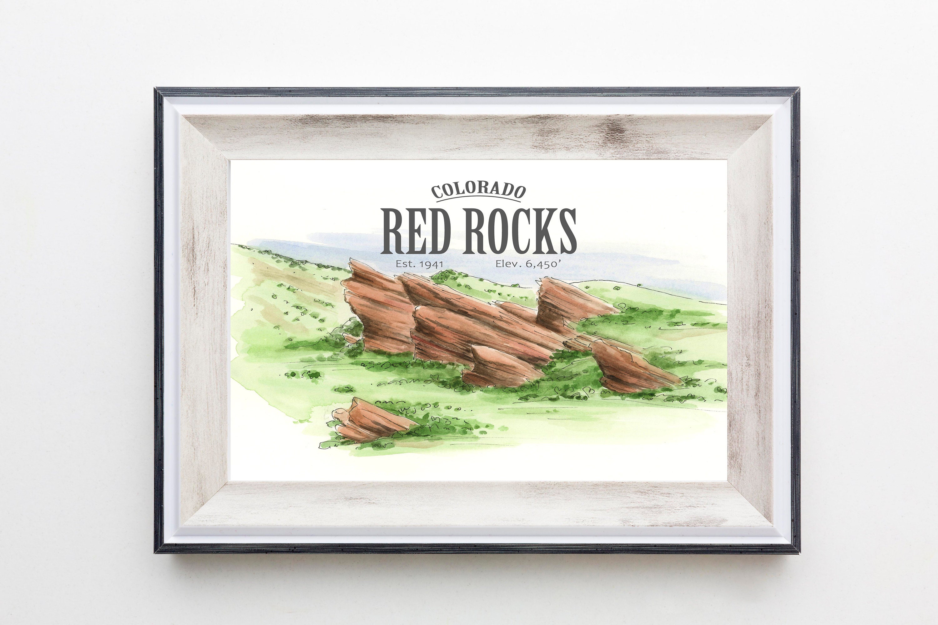 Red Rocks Amphitheater Art Print, Colorado Watercolor Painting - Etsy