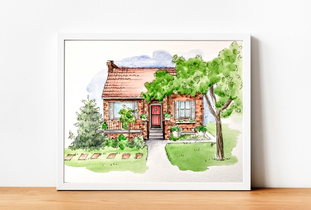 Custom Watercolor Home Painting | Hand Painted Portrait | Family ...