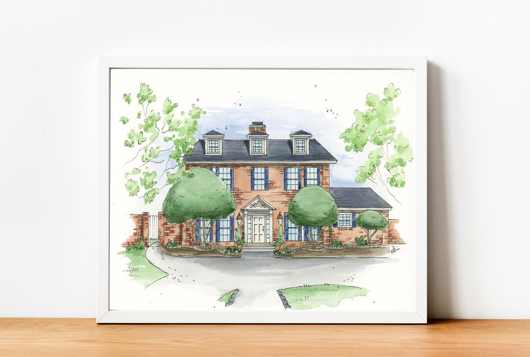 Hand Painted Watercolor House Portrait From Photo Etsy
