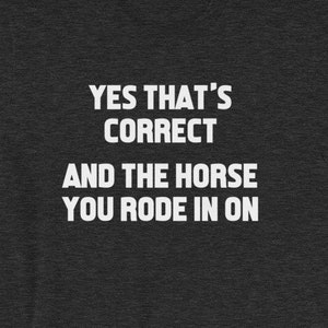 Yes That&#39;s Correct, And The Horse You Rode In On T-Shirt funny saying sarcastic novelty humor Funny Tshirts for Men Cool Funny T Shirt Man