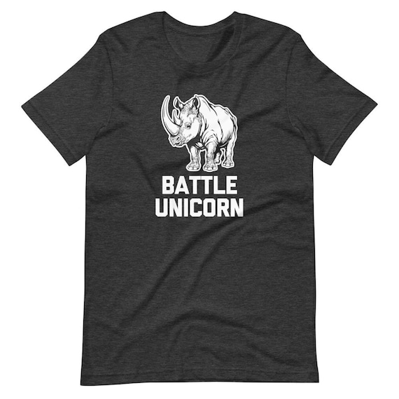 T-shirt Drôle Licorne Vs Rhino - Homme/Femme, Coton, Manches Courtes, Silver Lake