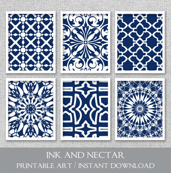 Items similar to Printable Art Set, Art Printables, Blue Art Prints ...